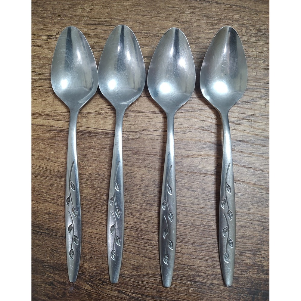 Nasco Stainless Flatware Haiti Pattern Set of 4 Teaspoons 6 1/4"